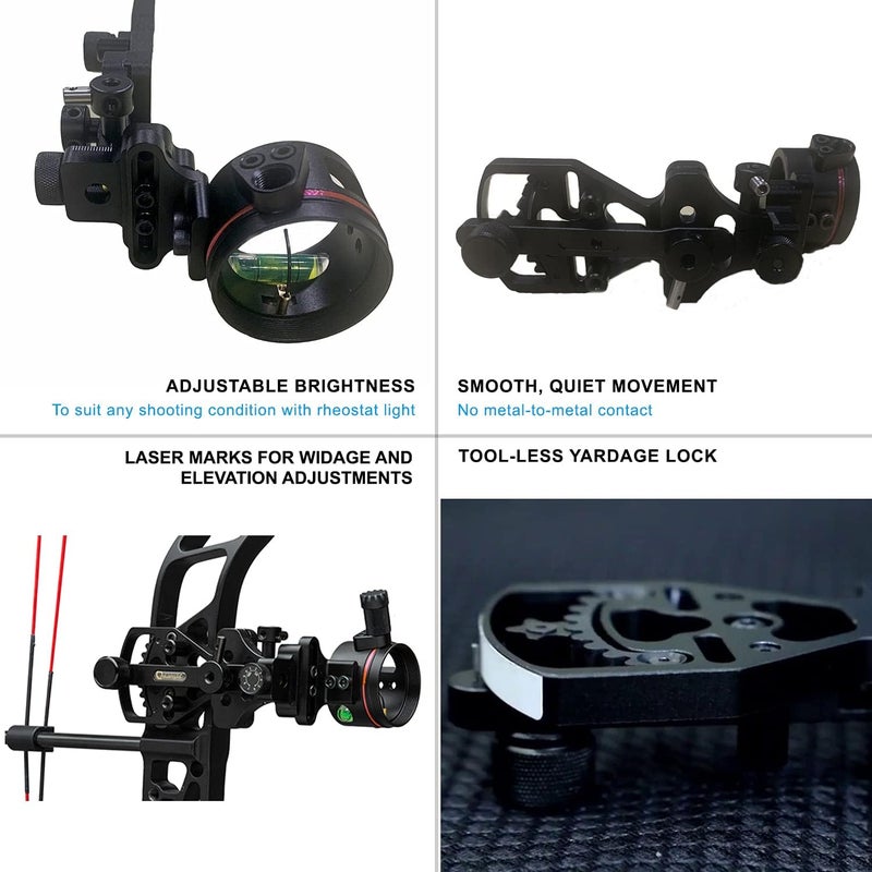 Perogen Archery Compound Bow Sight Lightweight Durable Machined Aluminum .019" Fiber Optic - Image 3